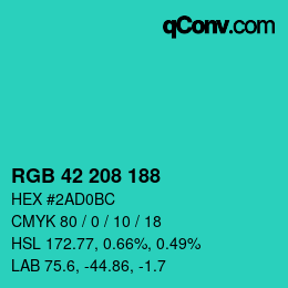 Color code: RGB 42 208 188 | qconv.com