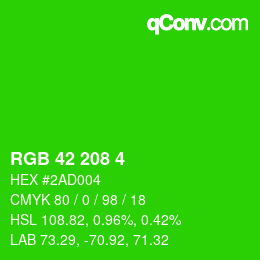 Farbcode: RGB 42 208 4 | qconv.com