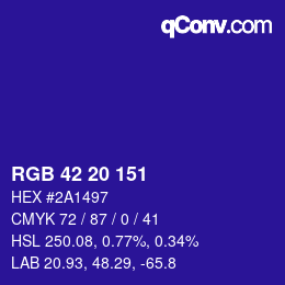 Color code: RGB 42 20 151 | qconv.com
