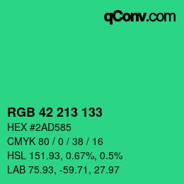 颜色代码: RGB 42 213 133 | qconv.com