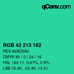 Color code: RGB 42 213 162 | qconv.com