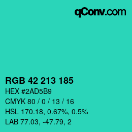 Color code: RGB 42 213 185 | qconv.com