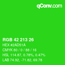 Color code: RGB 42 213 26 | qconv.com