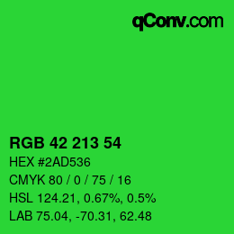 Color code: RGB 42 213 54 | qconv.com