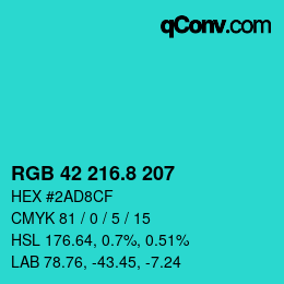 カラーコード: RGB 42 216.8 207 | qconv.com