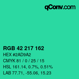 Color code: RGB 42 217 162 | qconv.com