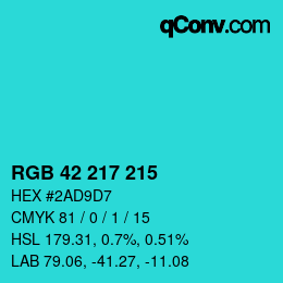 Color code: RGB 42 217 215 | qconv.com
