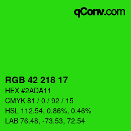 Farbcode: RGB 42 218 17 | qconv.com