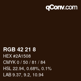 颜色代码: RGB 42 21 8 | qconv.com