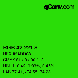 カラーコード: RGB 42 221 8 | qconv.com