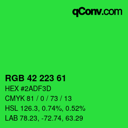 Color code: RGB 42 223 61 | qconv.com