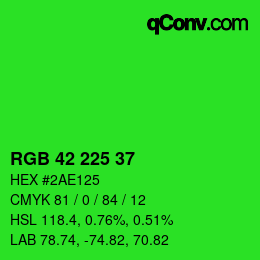 Color code: RGB 42 225 37 | qconv.com