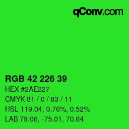 颜色代码: RGB 42 226 39 | qconv.com