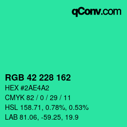 Color code: RGB 42 228 162 | qconv.com