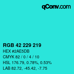 Color code: RGB 42 229 219 | qconv.com