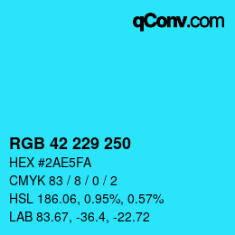 Color code: RGB 42 229 250 | qconv.com