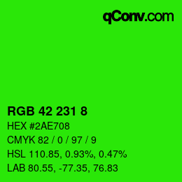 Farbcode: RGB 42 231 8 | qconv.com