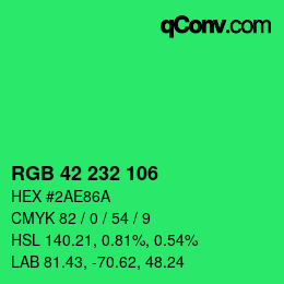 Color code: RGB 42 232 106 | qconv.com