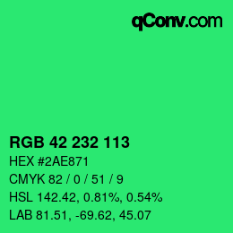 Color code: RGB 42 232 113 | qconv.com