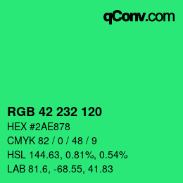 Color code: RGB 42 232 120 | qconv.com