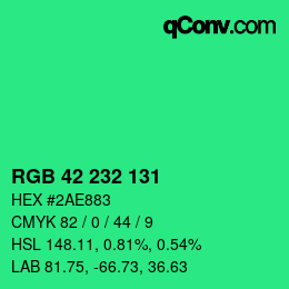Color code: RGB 42 232 131 | qconv.com