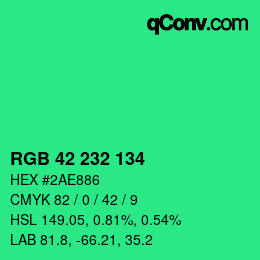 Color code: RGB 42 232 134 | qconv.com