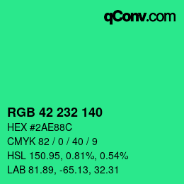 Color code: RGB 42 232 140 | qconv.com