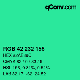 カラーコード: RGB 42 232 156 | qconv.com