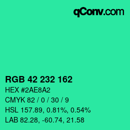 カラーコード: RGB 42 232 162 | qconv.com