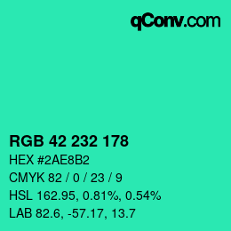 Color code: RGB 42 232 178 | qconv.com
