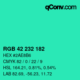 Color code: RGB 42 232 182 | qconv.com