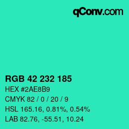 Color code: RGB 42 232 185 | qconv.com