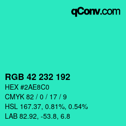 Color code: RGB 42 232 192 | qconv.com