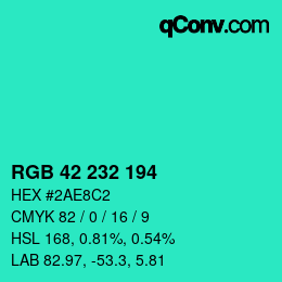 Color code: RGB 42 232 194 | qconv.com