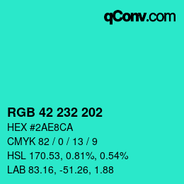 Color code: RGB 42 232 202 | qconv.com