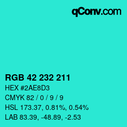 Color code: RGB 42 232 211 | qconv.com