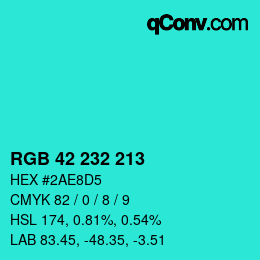 Color code: RGB 42 232 213 | qconv.com