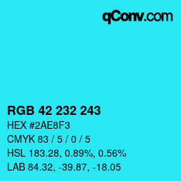 Color code: RGB 42 232 243 | qconv.com
