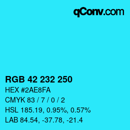 Color code: RGB 42 232 250 | qconv.com