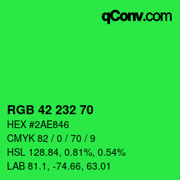 Color code: RGB 42 232 70 | qconv.com