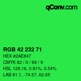 Color code: RGB 42 232 71 | qconv.com