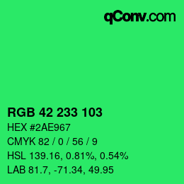 Color code: RGB 42 233 103 | qconv.com