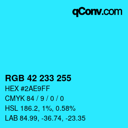 Color code: RGB 42 233 255 | qconv.com