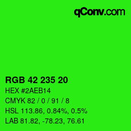 Color code: RGB 42 235 20 | qconv.com