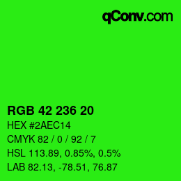 Color code: RGB 42 236 20 | qconv.com