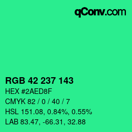 Color code: RGB 42 237 143 | qconv.com