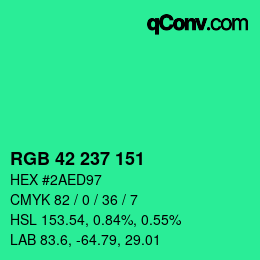 Color code: RGB 42 237 151 | qconv.com