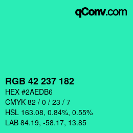 Color code: RGB 42 237 182 | qconv.com