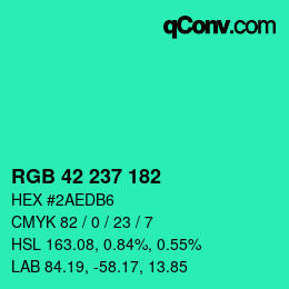 Color code: RGB 42 237 182 | qconv.com