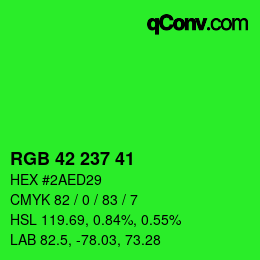 Color code: RGB 42 237 41 | qconv.com